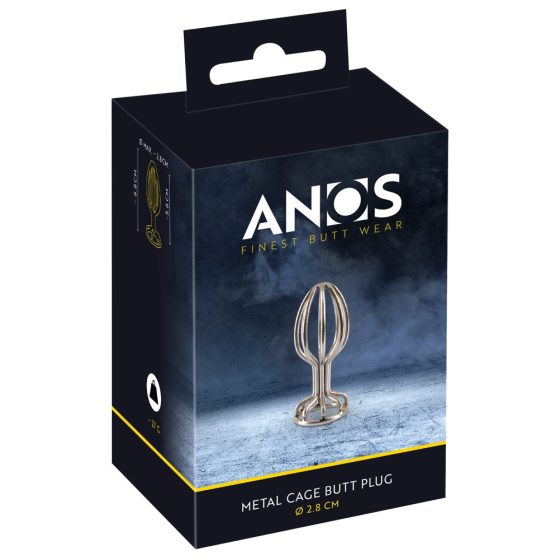 ANOS Metal (2,8cm) - analni dildo iz jekla v kletki (srebrn)