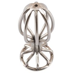 ANOS Metal (2,8cm) - analni dildo iz jekla v kletki (srebrn)