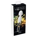  Liaison Wand - vibrator LED iz silikonskega stekla za polnjenje (prosojno-bel)