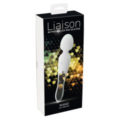   Liaison Wand - vibrator LED iz silikonskega stekla za polnjenje (prosojno-bel)