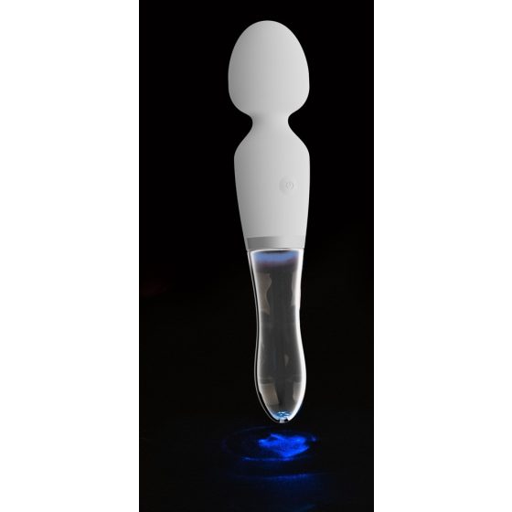 Liaison Wand - vibrator LED iz silikonskega stekla za polnjenje (prosojno-bel)