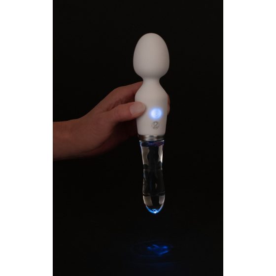 Liaison Wand - vibrator LED iz silikonskega stekla za polnjenje (prosojno-bel)