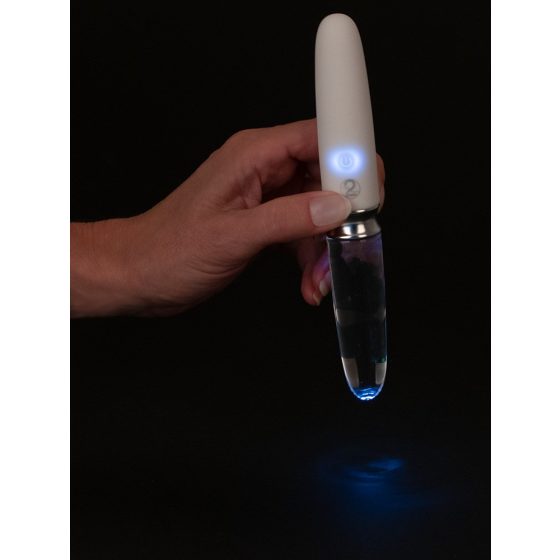 You2toys Liaison - vibrator z LED paličico iz silikonskega stekla (prosojno-bel)