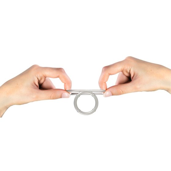 You2Toys - dvojni silikonski obroček za penis in moda s kovinskim učinkom (srebrn)