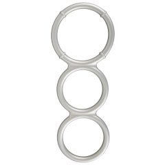   You2Toys - trojni silikonski obroček za penis in moda s kovinskim učinkom (srebrn)