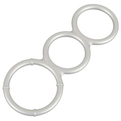   You2Toys - trojni silikonski obroček za penis in moda s kovinskim učinkom (srebrn)