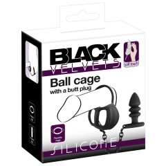   Black Velvet - silikonska kletka za penis z analnim dildom (črna)