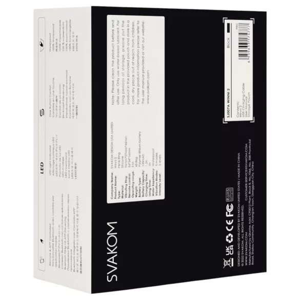 Svakom Winni 2 - pametni vibrirajoči obroč za penis - brezžičen, črn