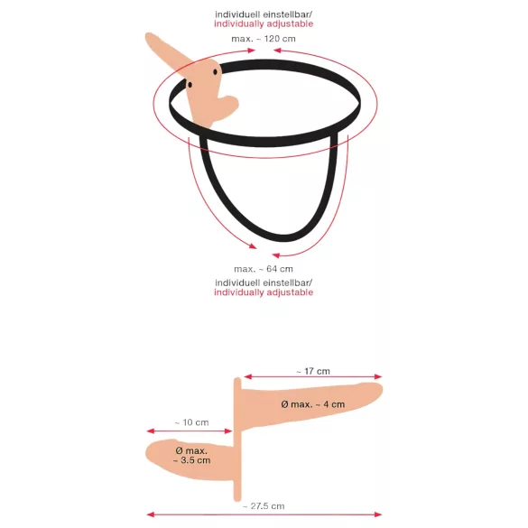 You2Toys - dvojni pripenjalni vibrator - naraven