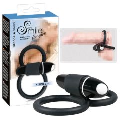 SMILE Skill - vibracijski obroček za penis in moda (črn)