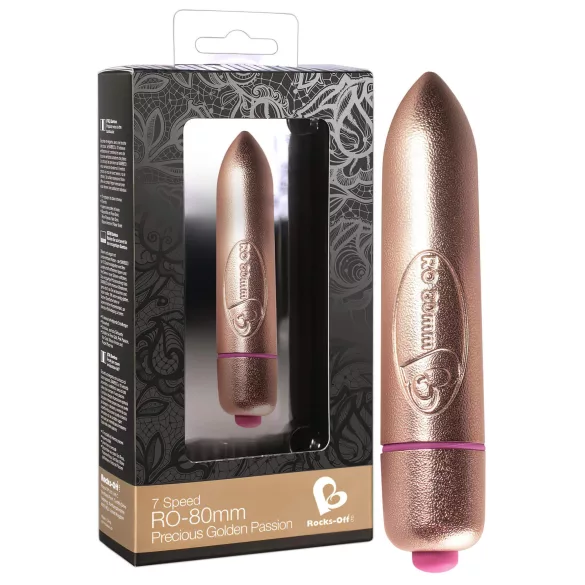 RO-80mm - mini vibrator v obliki šminke - 7 načinov - zlata