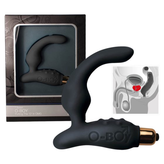 O-Boy ozek silikonski vibrator za prostato - črn (7 ritmov)