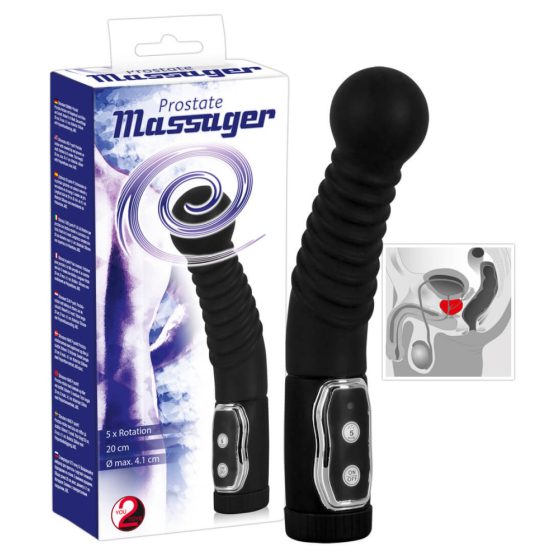You2Toys - Masažni pripomoček za prostato - Vrtljivi vibrator za prostato (črn)
