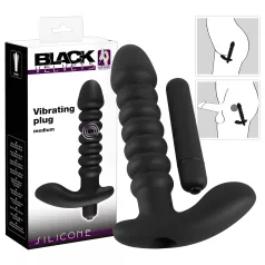   Black Velvets - vibrator z rebrasto teksturo - srednji - črn