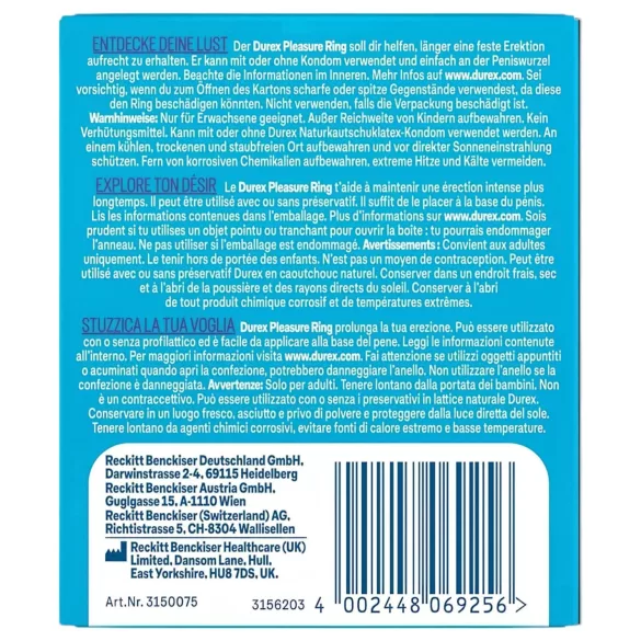 Durex - erekcijski obroček - podaljšuje erekcijo - prozoren