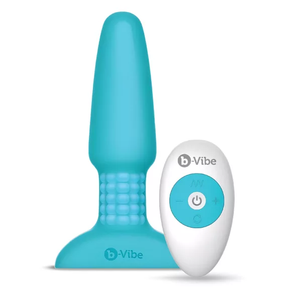 b-Vibe - analni vibrator z vrtljivo kroglico - polnjenje - turkizen