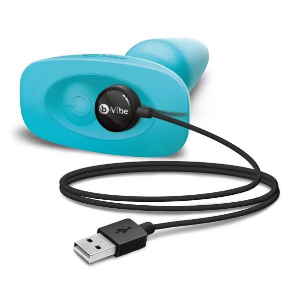 b-Vibe - analni vibrator z vrtljivo kroglico - polnjenje - turkizen