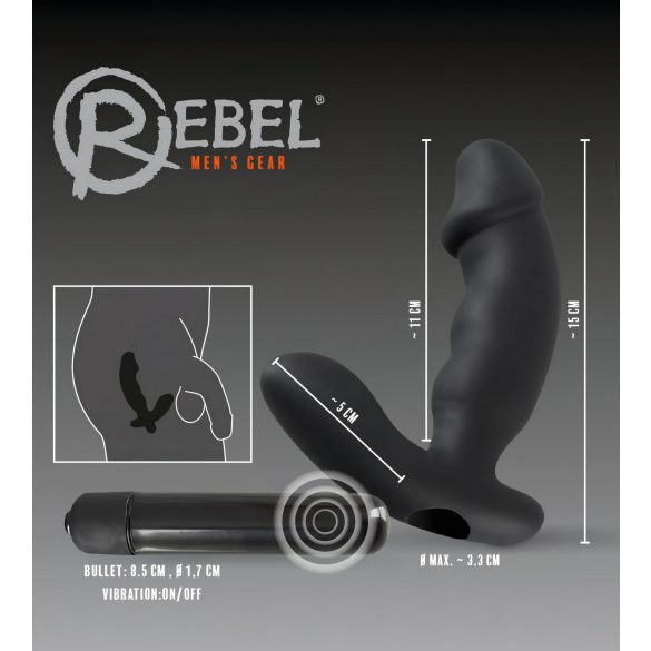 Rebel - vibrirajoči stimulator prostate s penisom - črna