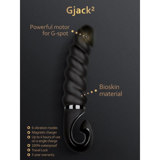 Gvibe G-jack 2-baterijski vodoodporni silikonski vibrator (črn)