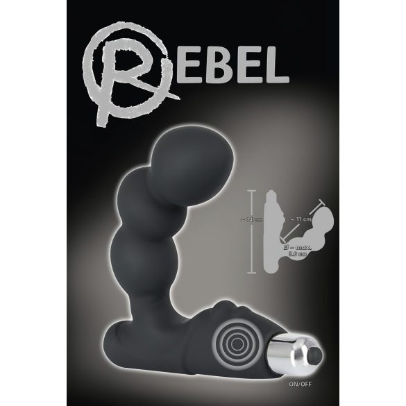 Rebel - vibrator za prostato z bunkicami - črna