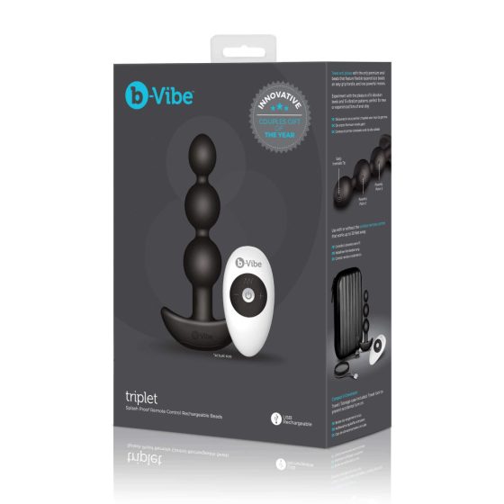 b-Vibe - analni vibrator s trojnimi kroglicami in možnostjo polnjenja (črn)