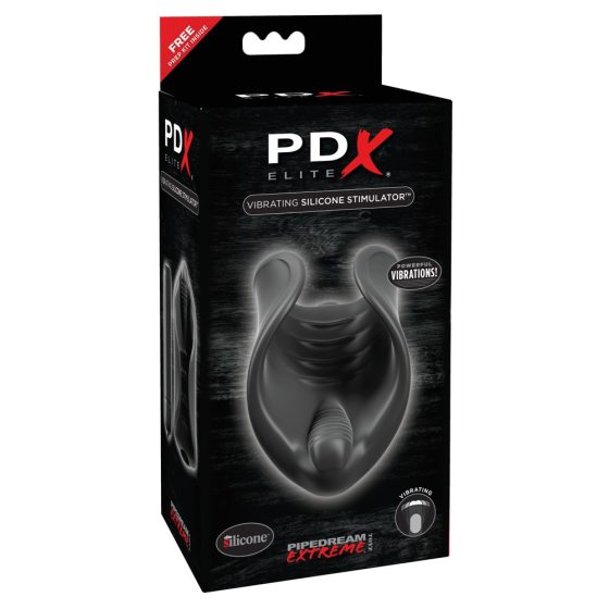 PDX Elite - silikonski vibrator za penis (črn)