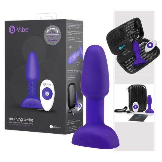 b-Vibe Rimming - vrtljivi analni vibrator s kroglicami (vijolična)