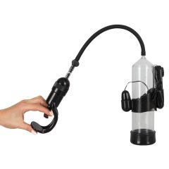   Mister Boner Vibrating - vibracijska črpalka za penis (prosojno-črna)