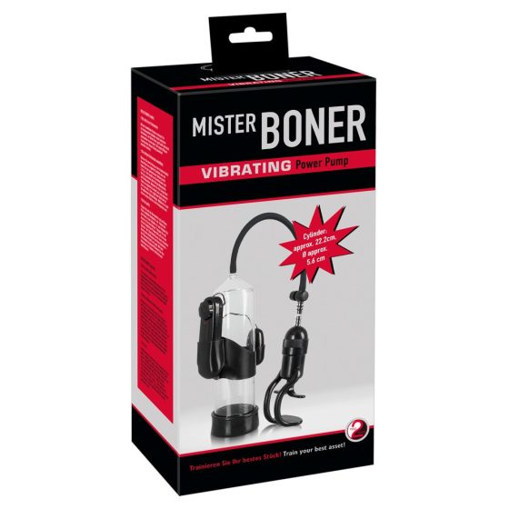 Mister Boner Vibrating - vibracijska črpalka za penis (prosojno-črna)
