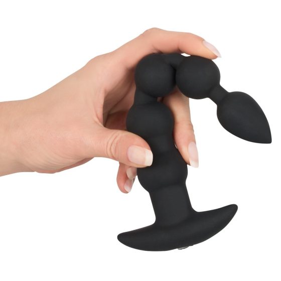 Black Velvet - analni vibrator s 5 kroglicami za polnjenje (črn)