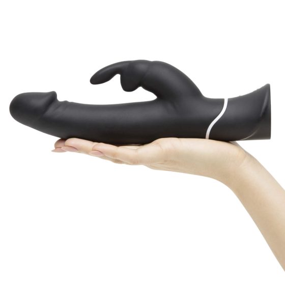 Happyrabbit Realistic - vodoodporen vibrator s paličico za polnjenje (črn)