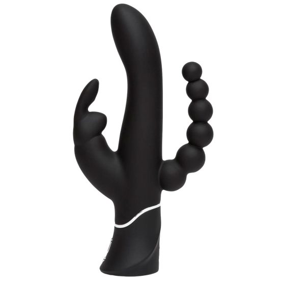 Happyrabbit Triple - Klitoralni in analni vibrator za polnjenje (črn)