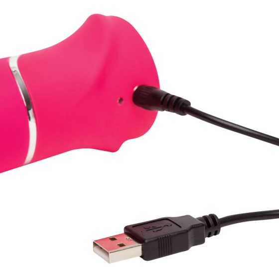 Happyrabbit Thrusting - vibrator za potiskanje z vrtečim se vzvodom, ki ga je mogoče polniti (roza)