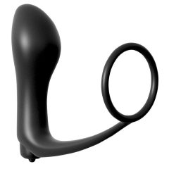   analfantasy vibrator za ritni orgazem - analni vibrator s prstom in obročkom za penis (črn)