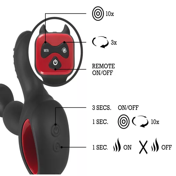 You2Toys - masažer prostate - vibrira, vrti, greje - črna