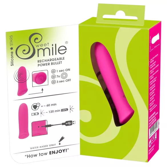 SMILE - mini vibrator - močan, polnilen - roza
