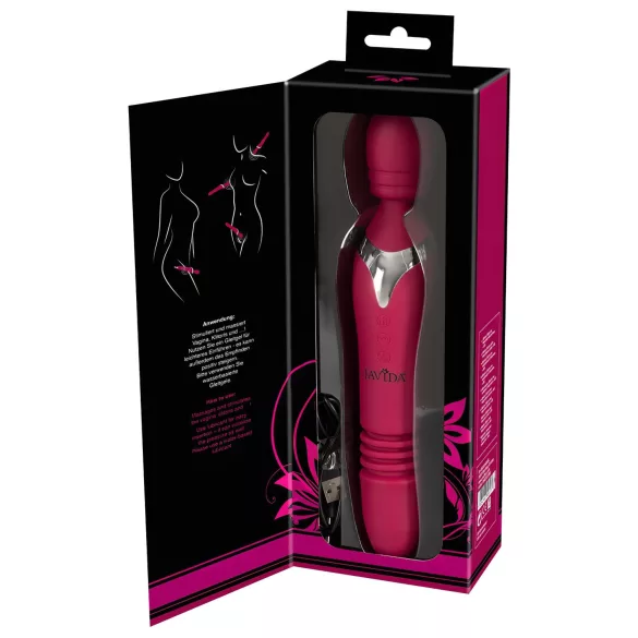 Javida Thrusting - vibrator s potiskanjem 3v1 - silikonski rdeč
