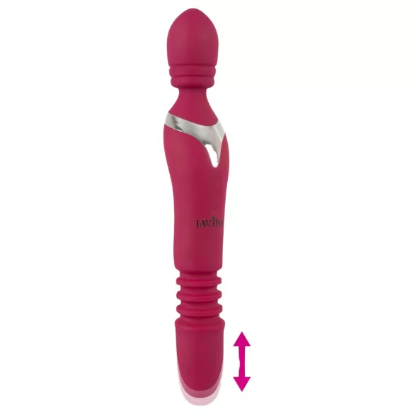 Javida Thrusting - vibrator s potiskanjem 3v1 - silikonski rdeč