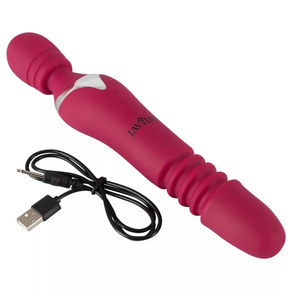 Javida Thrusting - vibrator s potiskanjem 3v1 - silikonski rdeč