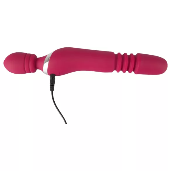 Javida Thrusting - vibrator s potiskanjem 3v1 - silikonski rdeč