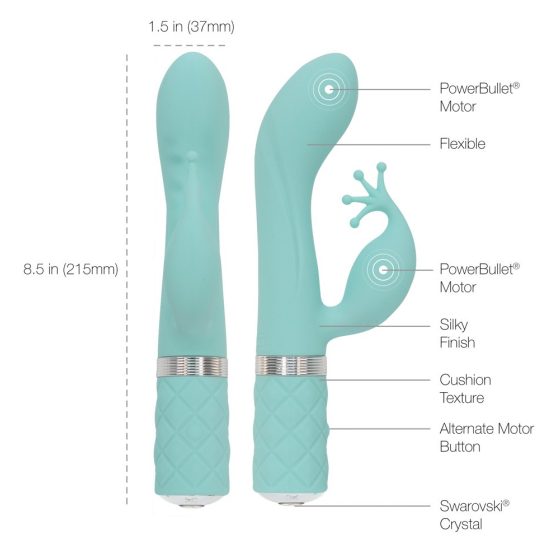 Pillow Talk Kinky - vibrator za točko G z dvema morotoma za polnjenje (turkizna)