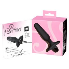   SMILE Butt Plug - silikonski analni vibrator za polnjenje (črn)