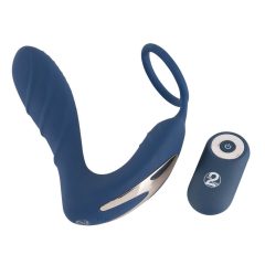   You2Toys - Vtič za prostato - radijsko voden analni vibrator z obročkom za penis (modri)