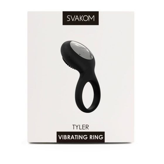 Svakom Tyler - vodoodporen vibracijski obroček za penis, ki deluje na baterije (črn)
