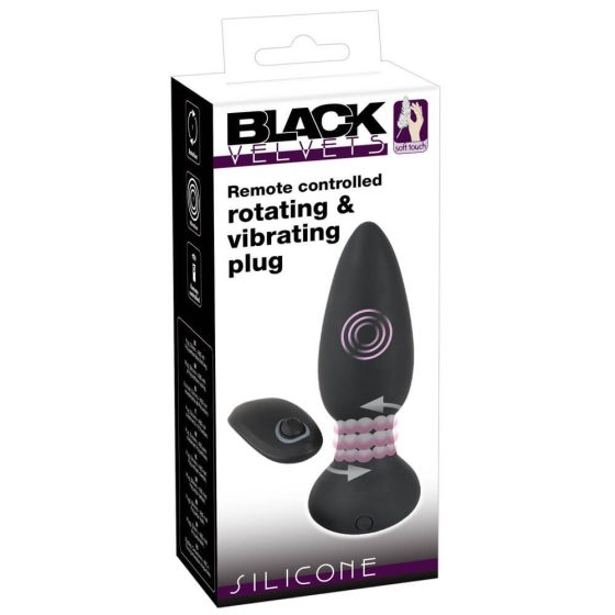 Black Velvet - radijsko voden, vrtljiv analni vibrator s kroglicami, ki ga je mogoče polniti (črn)