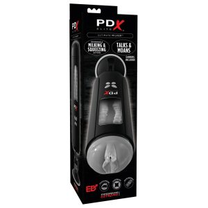 PDX Ultimate Milker - Masturbator z glavo penisa in pičko za polnjenje (črn)