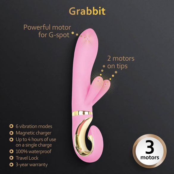 G-Vibe GRabbit - vibrirajoči stimulator G-točke - 3 motorji - polnjenje - roza