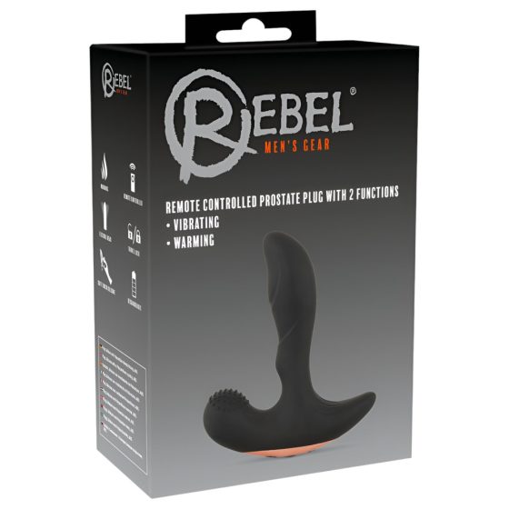 Rebel - analni vibrator za polnjenje z radijskim grelnikom (črn)