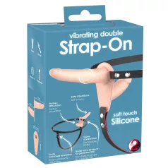 You2Toys - strap-on dvojni vibrator - naravna barva