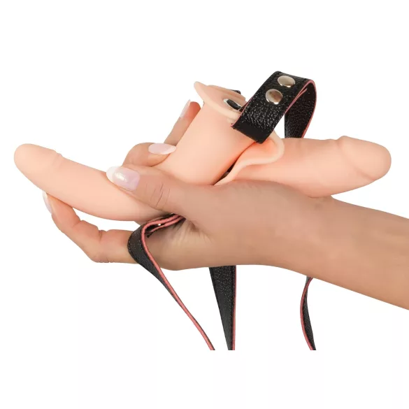You2Toys - strap-on dvojni vibrator - naravna barva